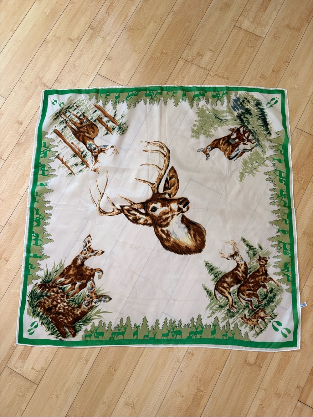 Vintage Deer 🦌 Rayon Made in Japan Scarf